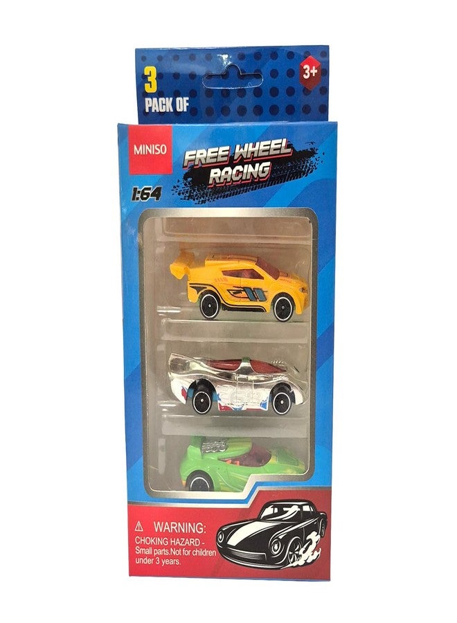 MINISO Free Wheel Cars Pack of 3 (WH+YL+GR) - Image 1